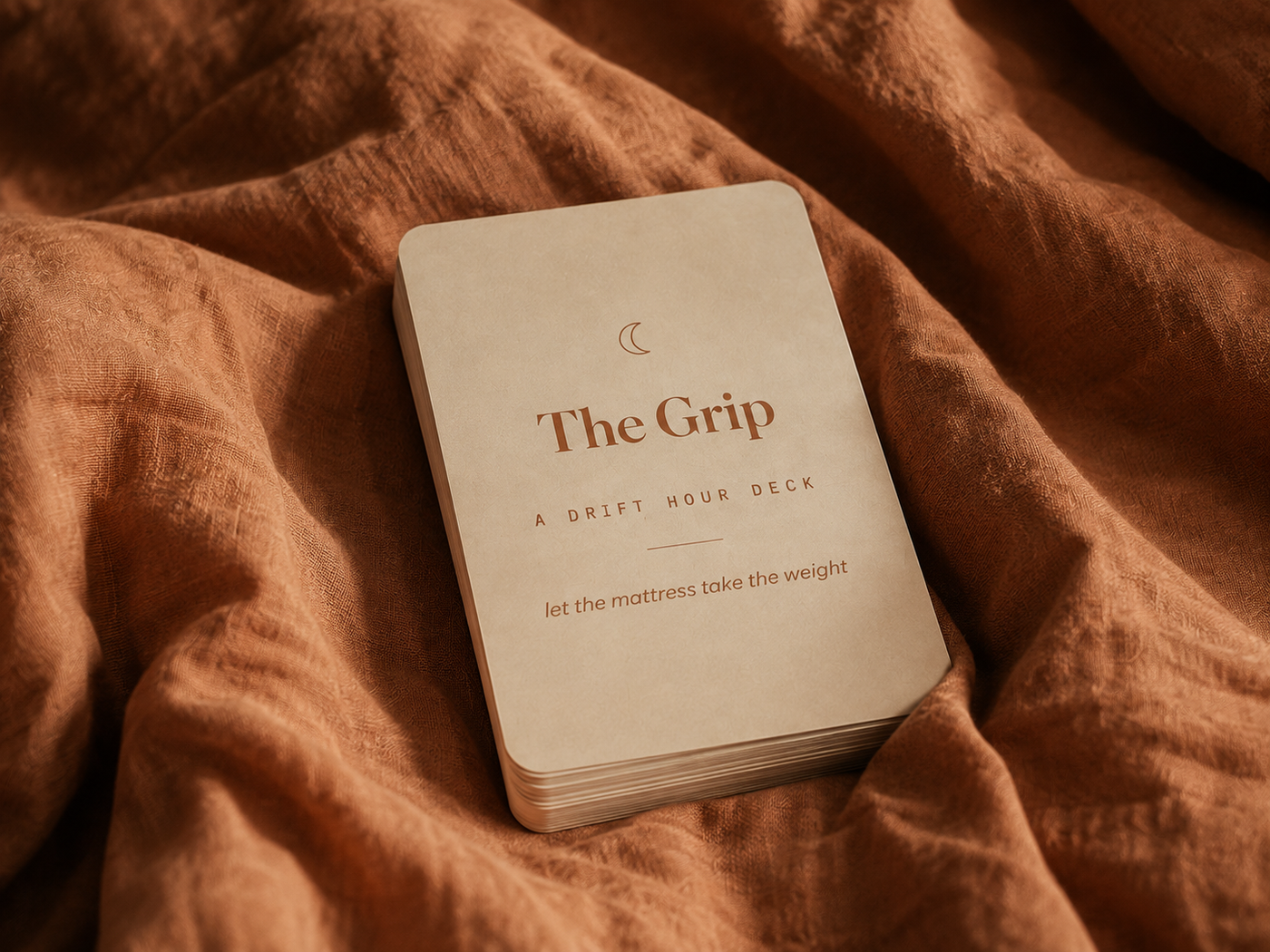 The Grip deck on terracotta linen