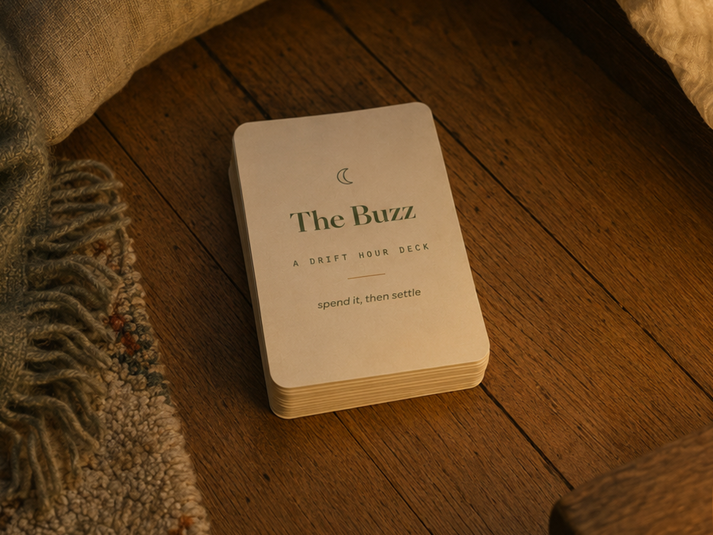 The Buzz deck on floorboards